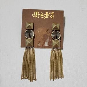 Treska Gold Tone Boho‎ tassel dangle earrings new!!!